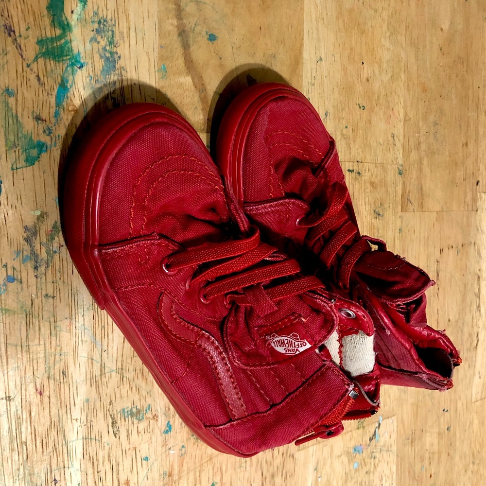Red Vans high top toddler